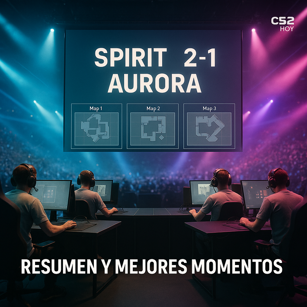 Photorealistic wide shot of a pro CS2 arena: two teams at PCs on cyan